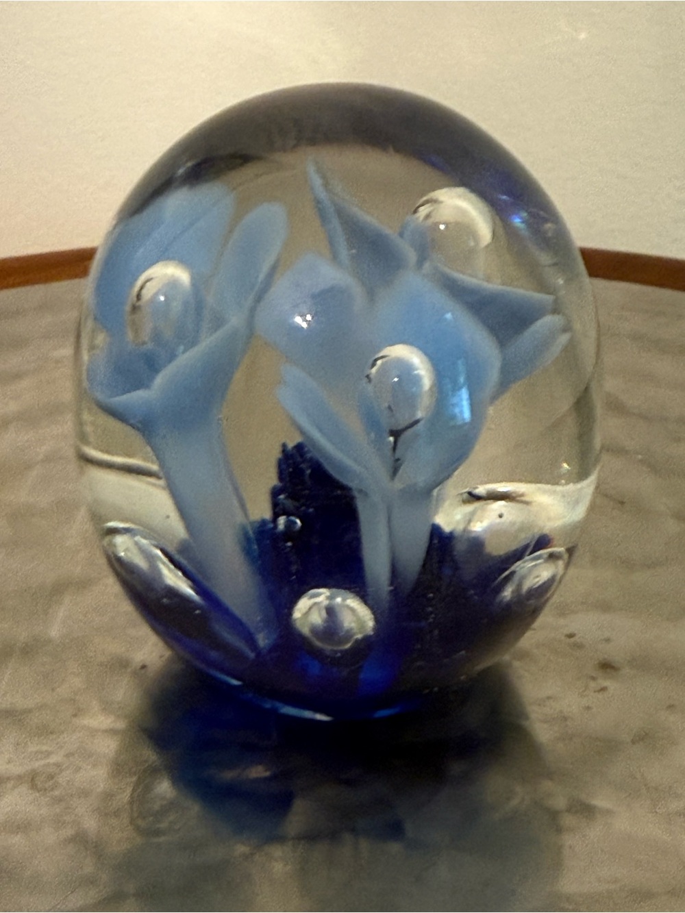 Handmade Cobalt Blue Glass Art Paperweight